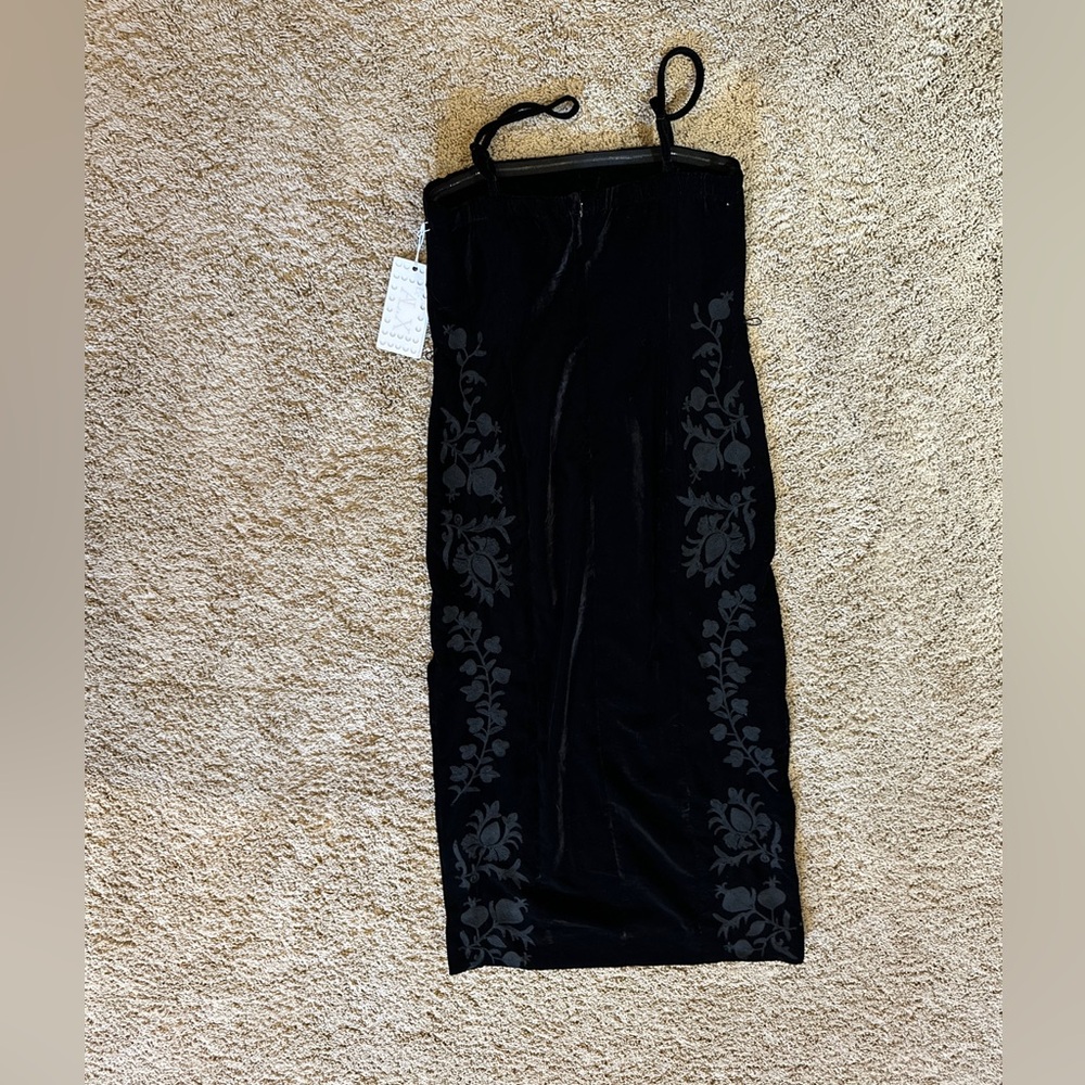 Black Velvet Dress with Floral Pattern